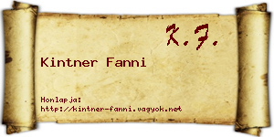 Kintner Fanni névjegykártya